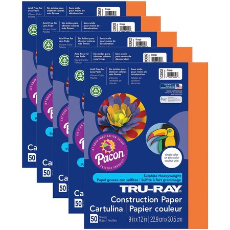 PACON Tru-Ray® Construction Paper, Orange, 9" x 12", PK250 P103002